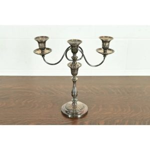 Tiffany & Co. Style Antique Victorian Silverplate Three-Light Candelabra