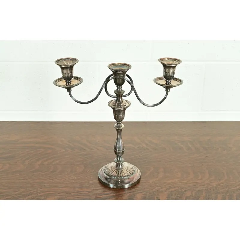 Tiffany & Co. Style Antique Victorian Silverplate Three-Light Candelabra