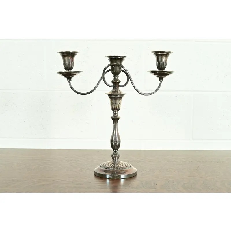 Tiffany & Co. Style Antique Victorian Silverplate Three-Light Candelabra - Image 2