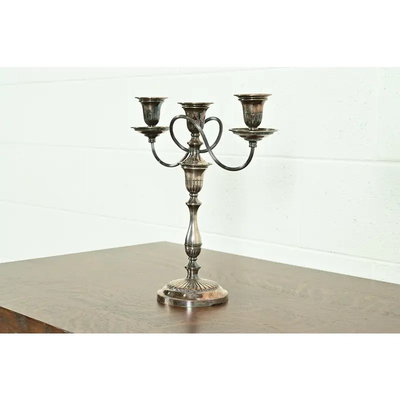 Tiffany & Co. Style Antique Victorian Silverplate Three-Light Candelabra - Image 3