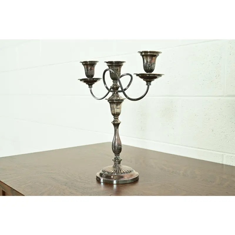 Tiffany & Co. Style Antique Victorian Silverplate Three-Light Candelabra - Image 3