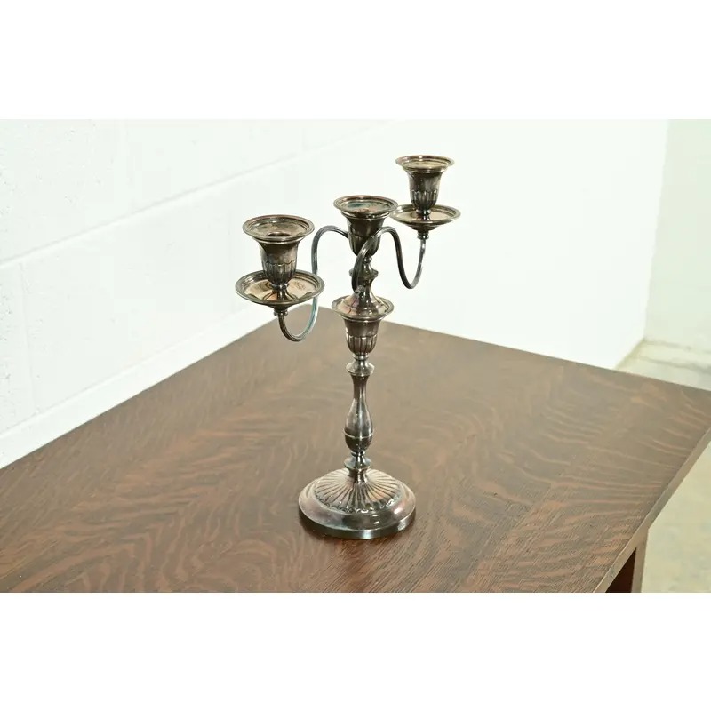 Tiffany & Co. Style Antique Victorian Silverplate Three-Light Candelabra - Image 4