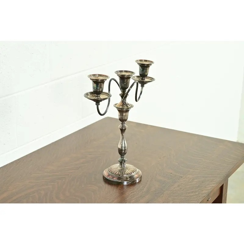 Tiffany & Co. Style Antique Victorian Silverplate Three-Light Candelabra - Image 4