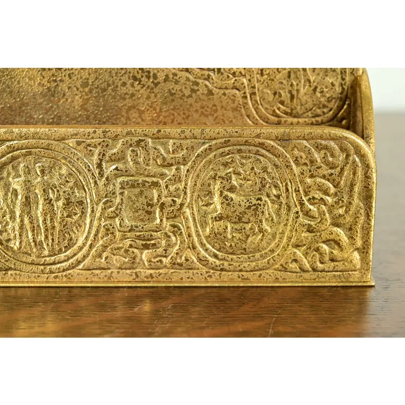 Tiffany Studios New York Zodiac Pattern Bronze Doré Letter Rack - Image 9