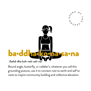 taurus season themed yoga pose | baddha konasana or butterfly