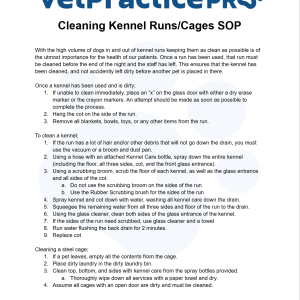 Cleaning Kennel Runs/Cages SOP