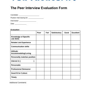 Peer Interview Evaluation Form
