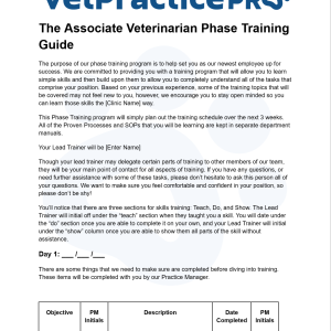 The Associate Veterinarian Phase Training Guide