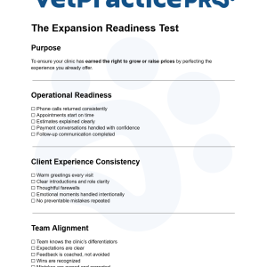 The Expansion Readiness Test