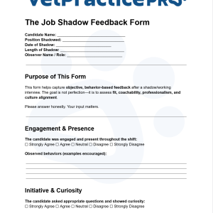 The Job Shadow Feedback Form