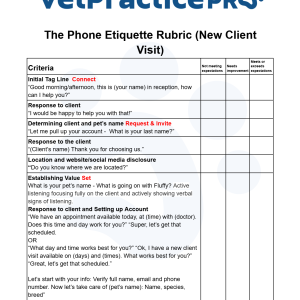 The Phone Etiquette Rubric (New Client Visit)