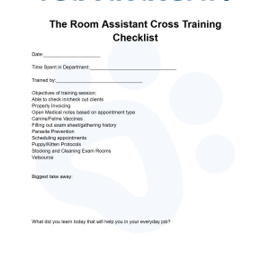 The Room Assistant Cross Training Checklist